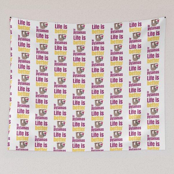 Item preview, Life Is Better In Pyjamas, Sloth in Night Cap designed and sold by WhimsicaliTee.