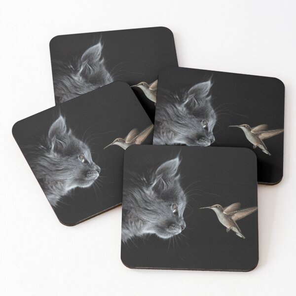 Item preview, cat and hummingbird met in the dark  designed and sold by Mike Kiev art.