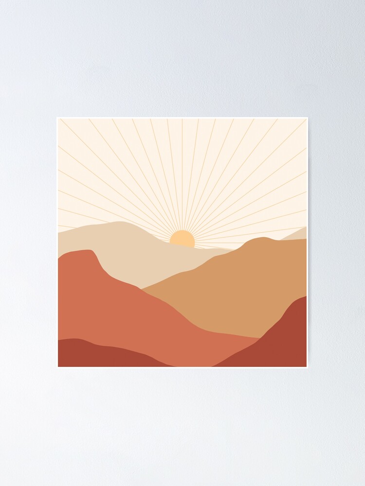 Boho Sunset T-shirt Minimalist Landscape Abstract Mountain 