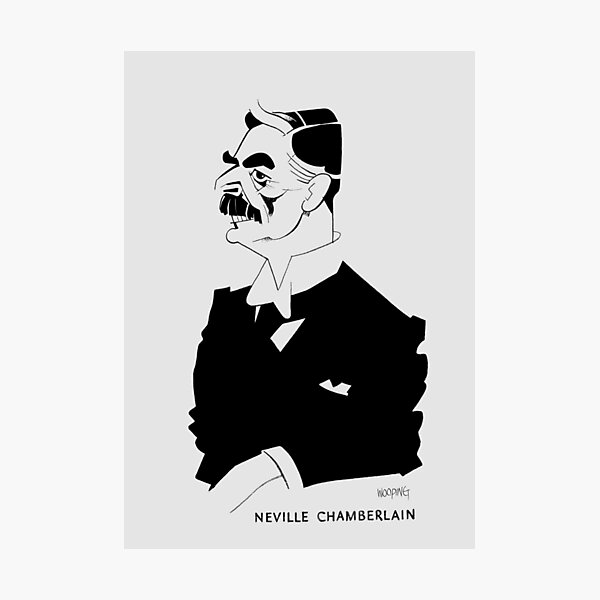 Item preview, Neville Chamberlain Caricature - Circa 1940 designed and sold by warishellstore.
