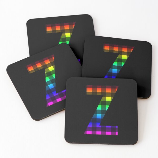 Item preview, The Letter Z - Monogram in Rainbow and Black Buffalo Plaid designed and sold by Bumblefuzzies.