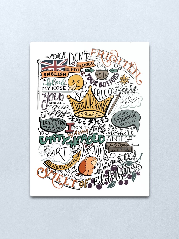 Alternate view of (Colorized) Monty Python French Castle Insults Metal Print