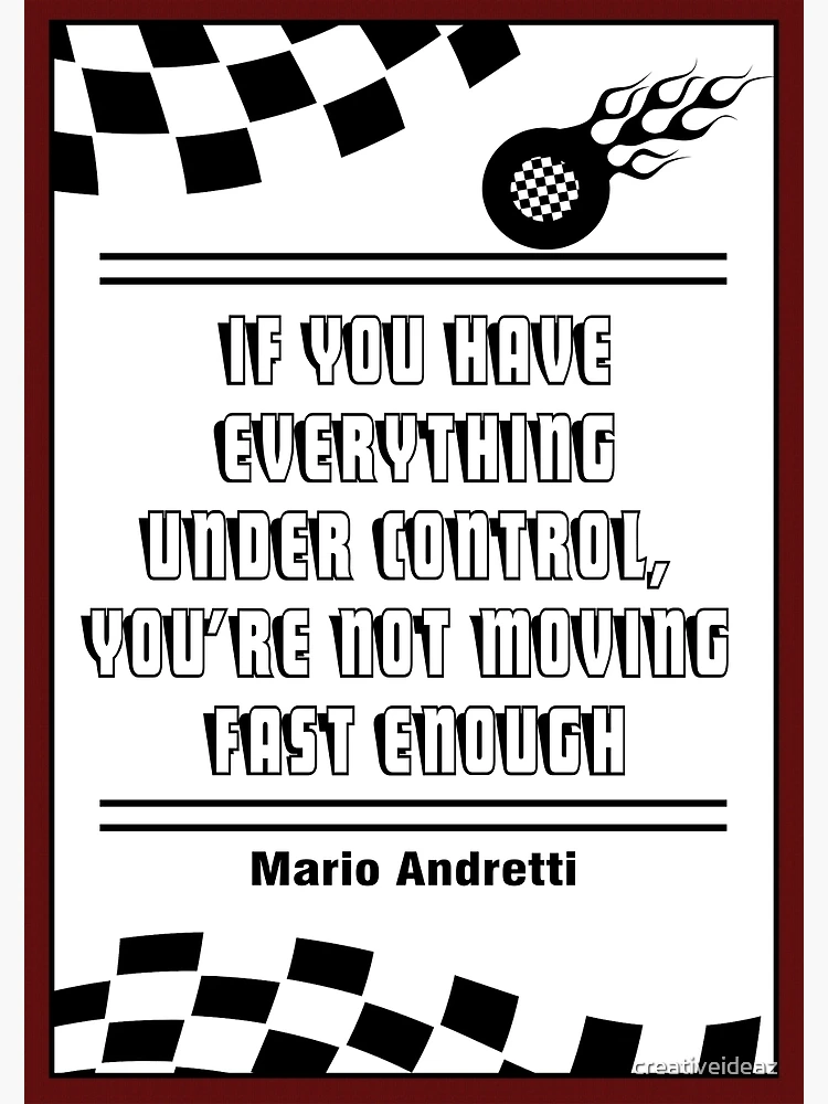 If you have everything under control, you're not moving fast