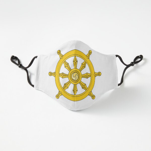 Fitted Masks, Dharmachakra, Wheel of Dharma. #Dharmachakra #WheelofDharma #Wheel #Dharma #znamenski #helm #illustration #rudder #captain #symbol #design #vector #art #decoration #sign #anchor #antique #colorimage Fitted 3-Layer