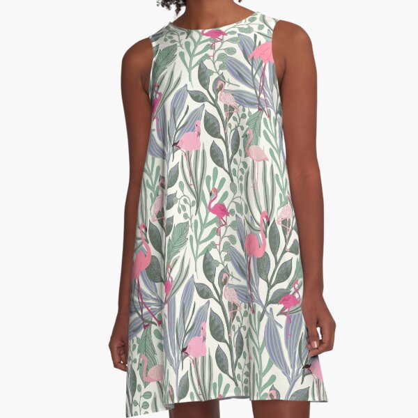Item preview, Pink Flamingos Pattern on Green Foliage designed and sold by G Summer.