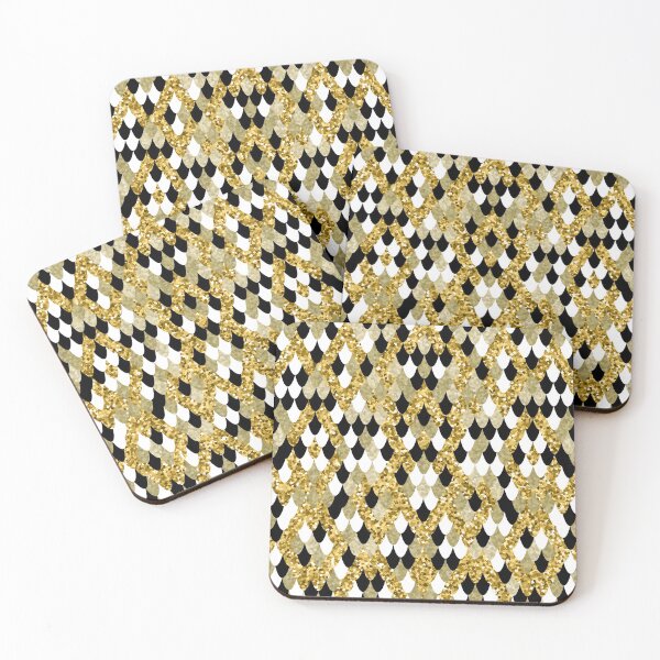 Item preview, Gold Glitter Black and White Abstract Pattern designed and sold by WOW TeesAndThings.