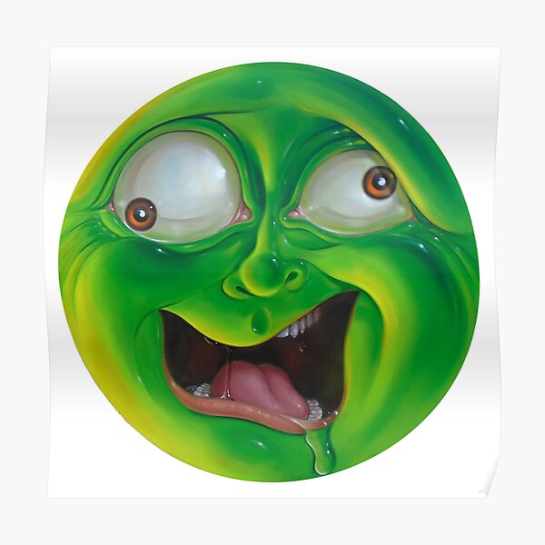 Crazy Green Face Poster