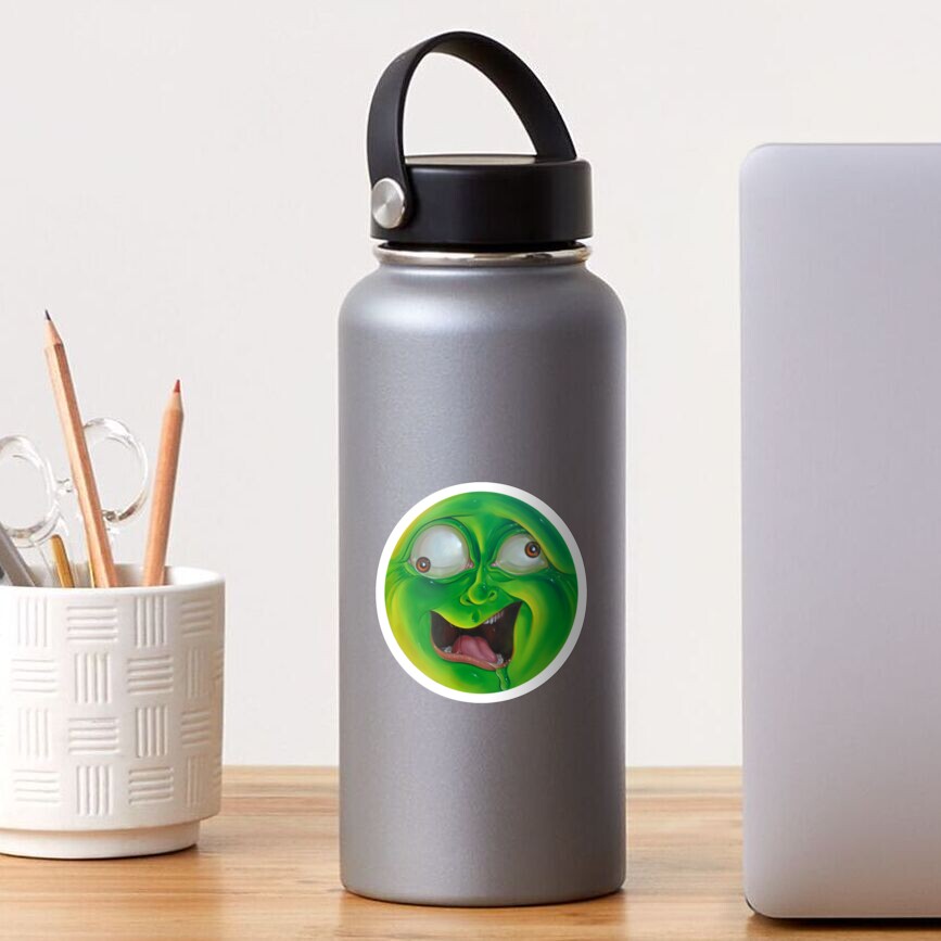 Crazy Green Face Sticker