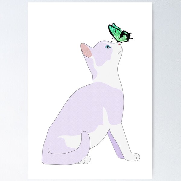 Animal Picture Posters Cats, Cat Butterfly Wall Poster