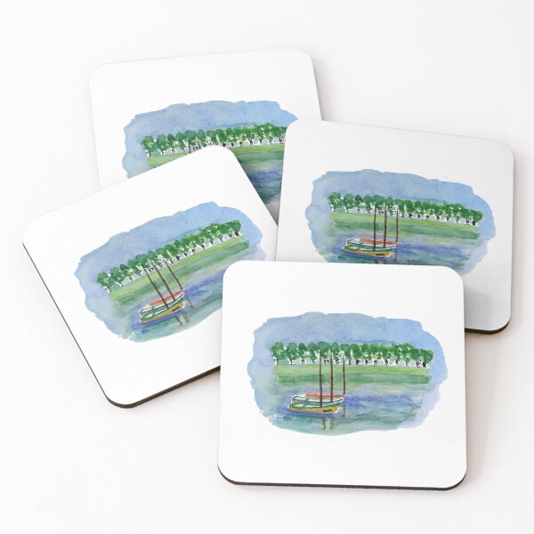 Item preview, Canoes Watercolor Painting, Watercolor landscape canoes designed and sold by Eugenia Alvarez.