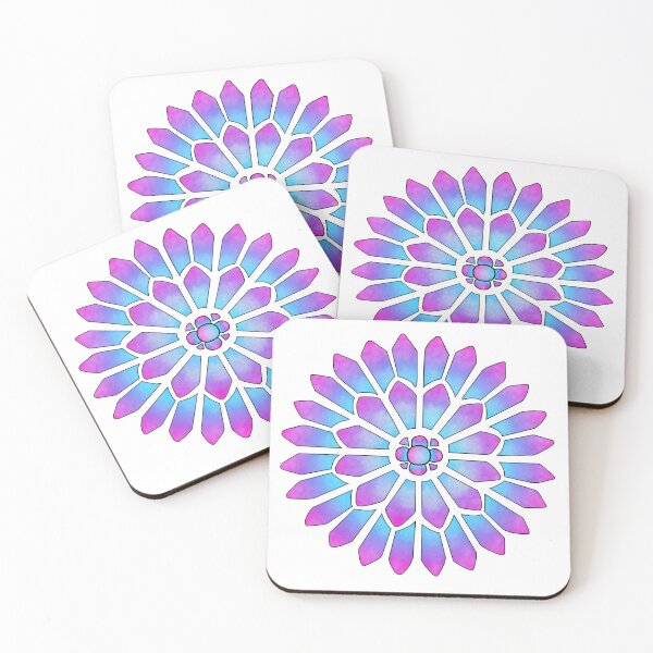 Artikelvorschau, Blaues lila Wolken-Buntglas-Blumenmandala entworfen und verkauft von Deborah Camp.