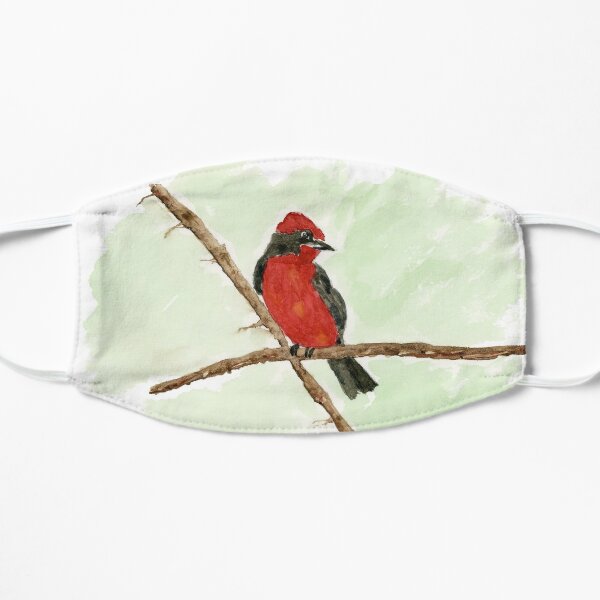 A Little Red Bird. Red bird Watercolor Painting Art  Flat Mask