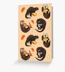 Winzige Otter und ihr Sushi Grußkarte