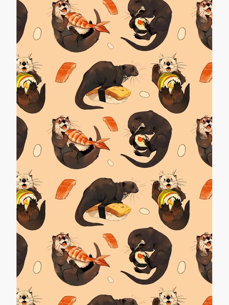 Tiny otters and their sushi by jeniak