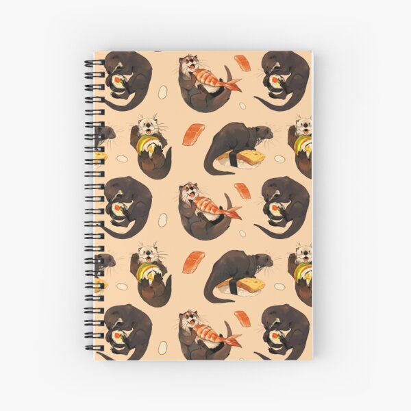 Tiny otters and their sushi Spiral Notebook