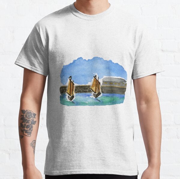 At the Port Watercolor Painting Watercolor Ocean Painting Classic T-Shirt