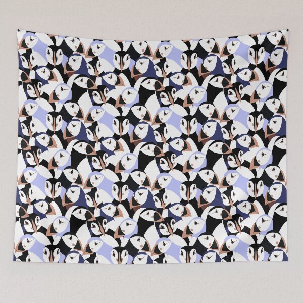 Item preview, Puffins in Periwinkle blue designed and sold by Griffletta.