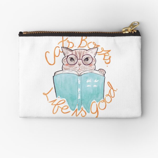 Books. Cats. Life is Good Zipper Pouch
