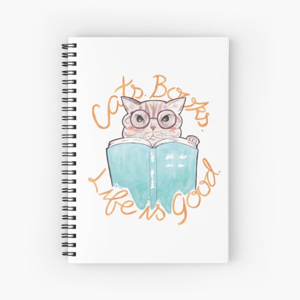 Books. Cats. Life is Good Spiral Notebook