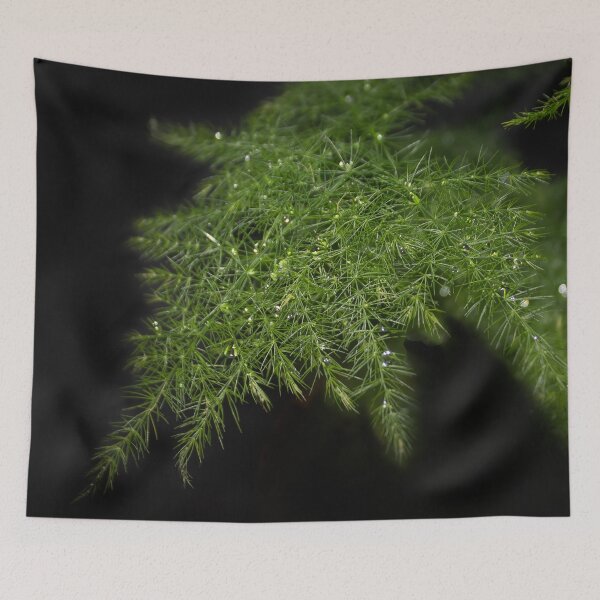 Item preview, a green branch of asparagus with water drops on it designed and sold by nataliavavilina.