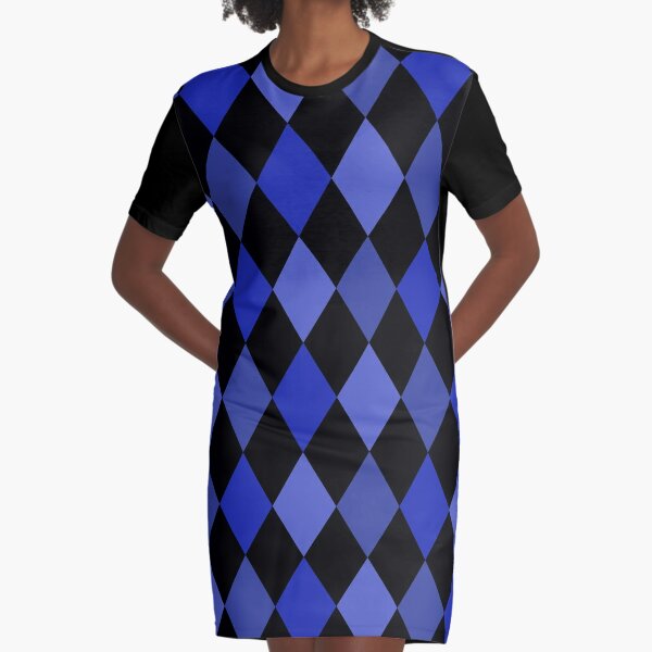 Blueberry Harlequin Graphic T-Shirt Dress