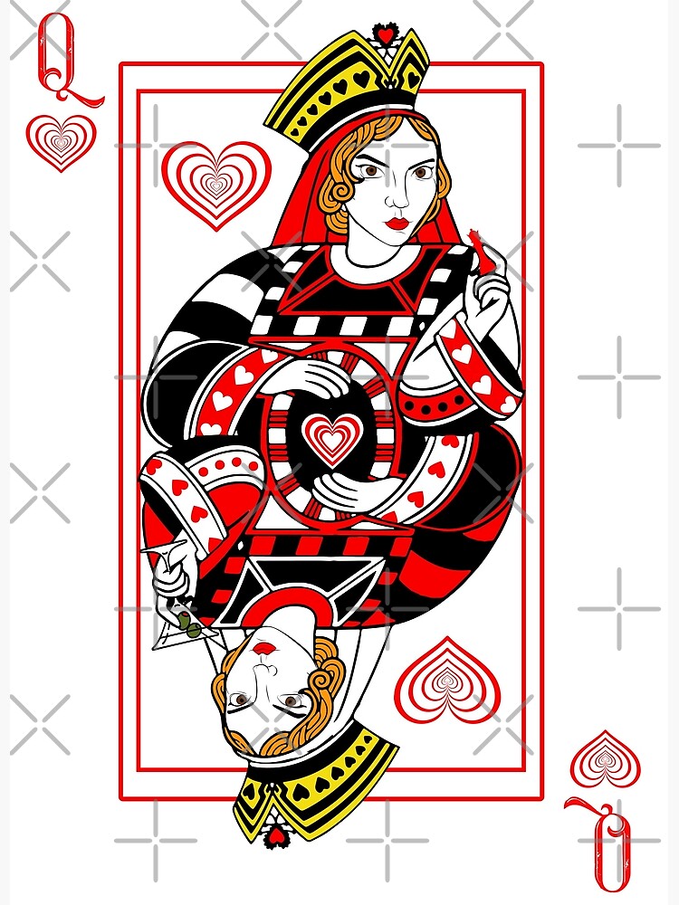 Queen of Hearts Playing Card Art Board Print for Sale by vladocar