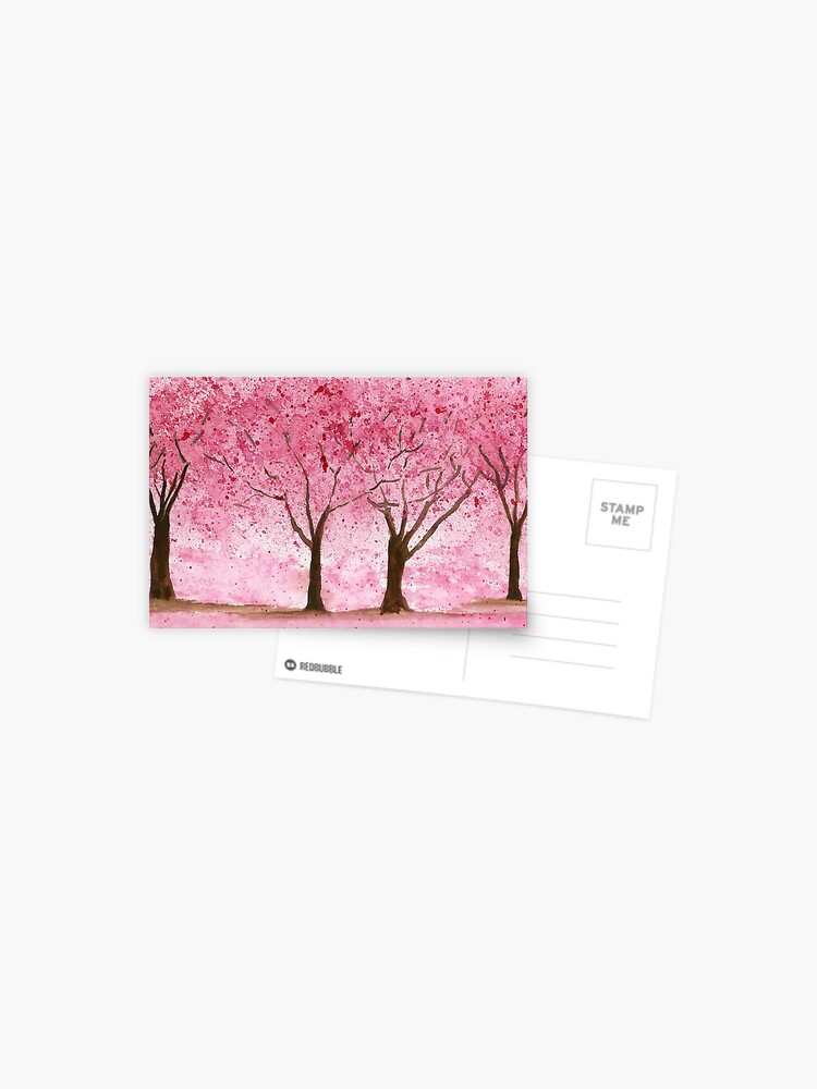 Tree watercolor postcards, original art