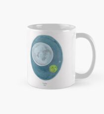 Haruki Murakami's 1Q84 // Novel Illustration of Two Moons in a Night Sky in Pencil & Watercolour Classic Mug