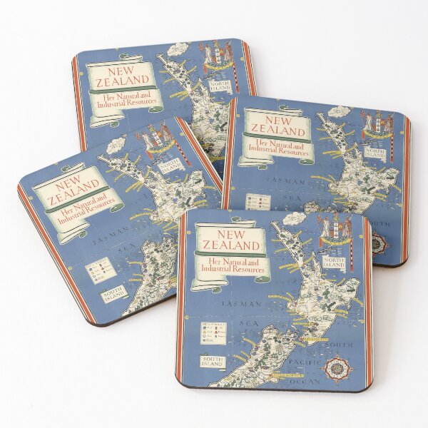 Item preview, 1943 Vintage Map of New Zealand designed and sold by Gin  Neko.