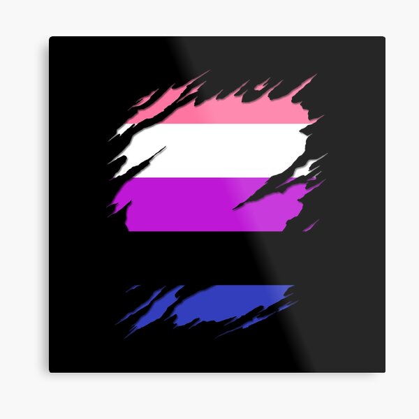 Genderfluid Pride Flag Ripped Reveal Metal Print For Sale By Valador