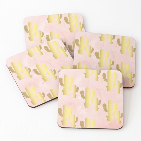 Item preview, Gold Cacti Pattern on Pink Marble designed and sold by hearthearts.
