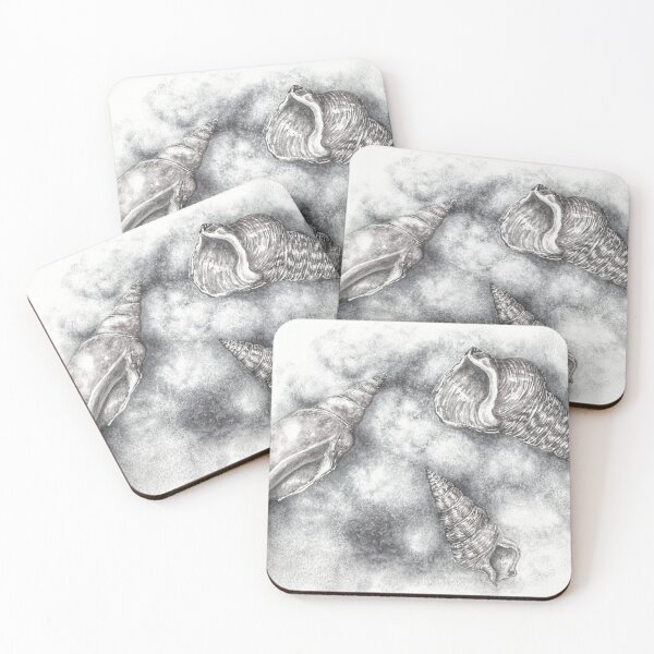 Item preview, Tres conchas que conviven en armonía monocromática. designed and sold by anneliesfineart.