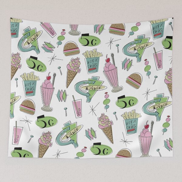 Item preview, Fun Retro 50s Diner inspired pattern. designed and sold by LaBellCreative.