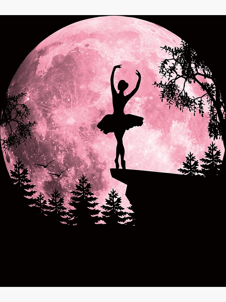 Ballerina in the pink fullmoon moonlight dancing ballet | Poster