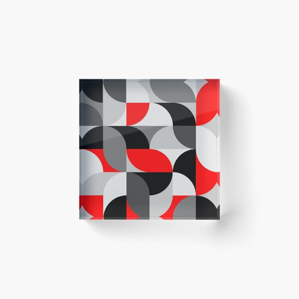 Arcs Pattern Red Black Grey Acrylic Block