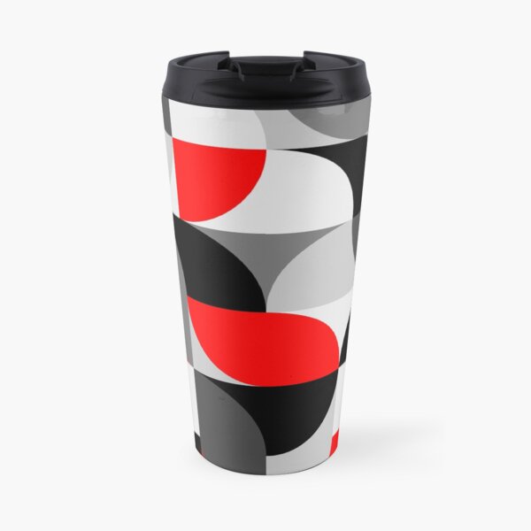 Arcs Pattern Red Black Grey Travel Coffee Mug