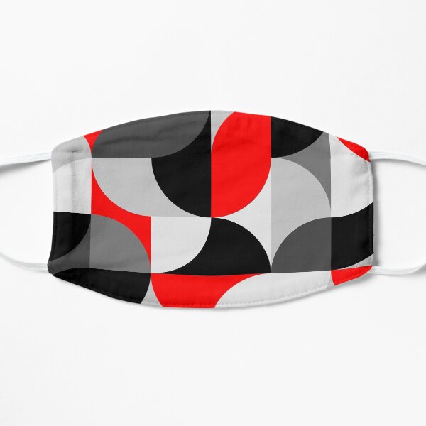 Arcs Pattern Red Black Grey Flat Mask
