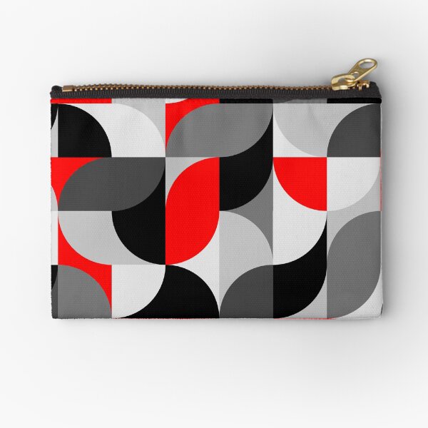 Arcs Pattern Red Black Grey Zipper Pouch