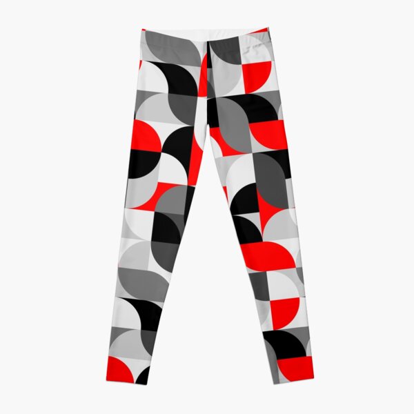 Arcs Pattern Red Black Grey Leggings
