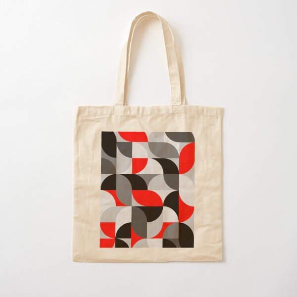Arcs Pattern Red Black Grey Cotton Tote Bag