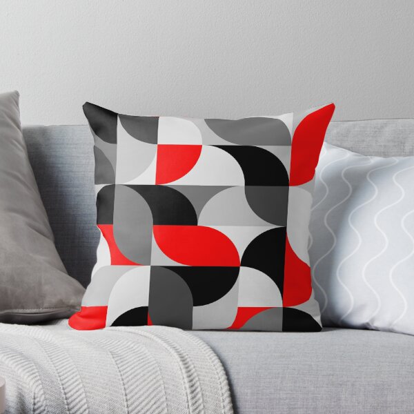 Arcs Pattern Red Black Grey Throw Pillow