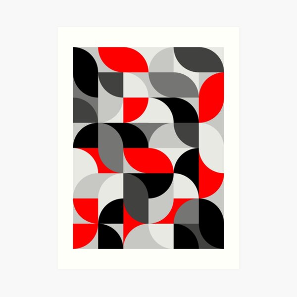 Arcs Pattern Red Black Grey Art Print