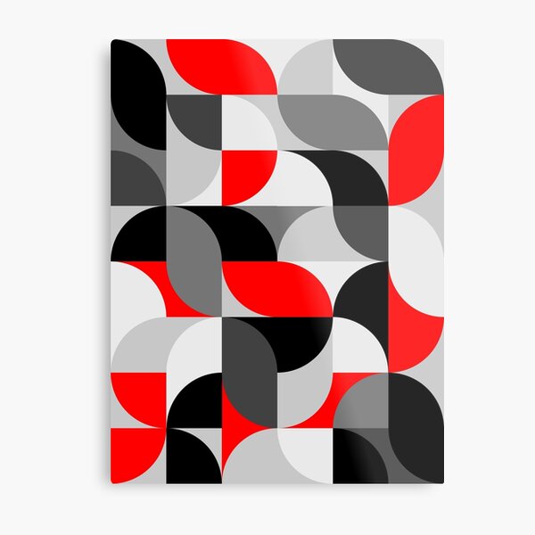Arcs Pattern Red Black Grey Metal Print