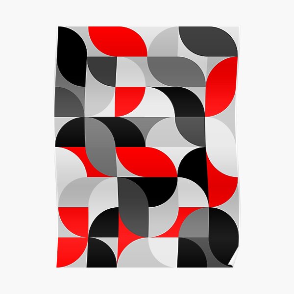 Arcs Pattern Red Black Grey Poster