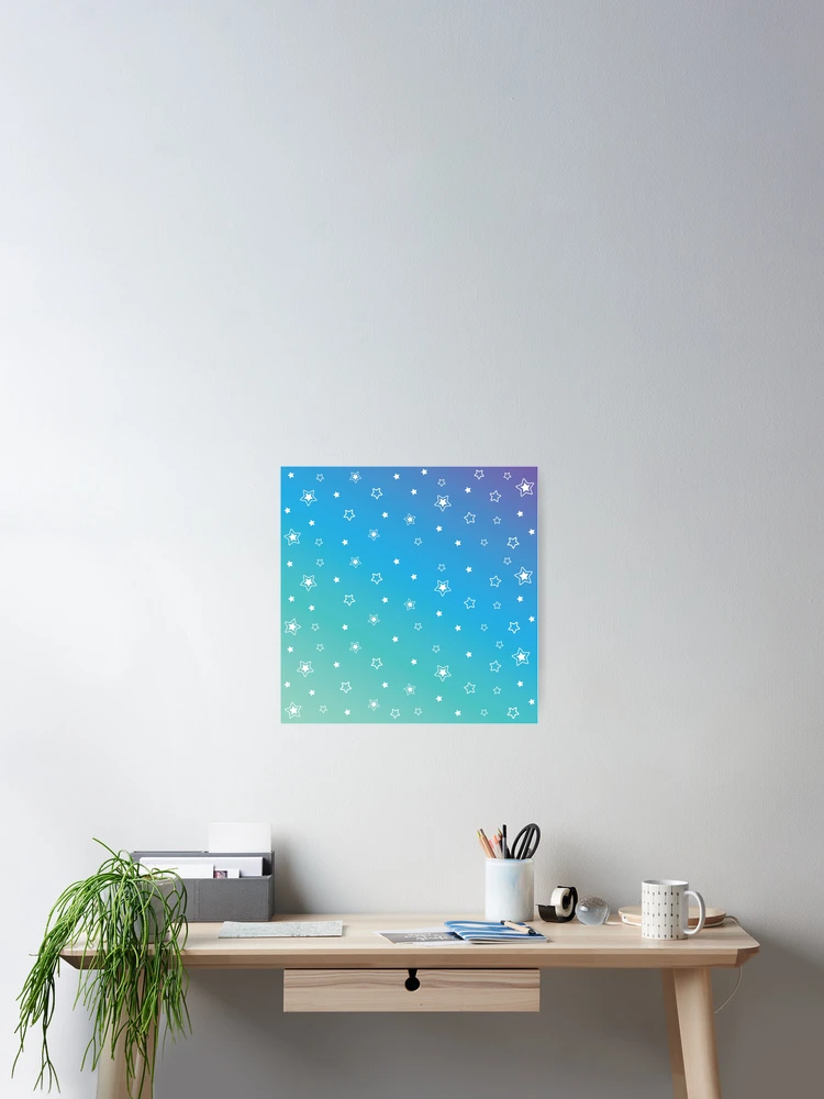 Thumbnail 2 of 3, Poster, Blue Raspberry Slushie Stars Pattern  designed and sold by PuddleofStars.