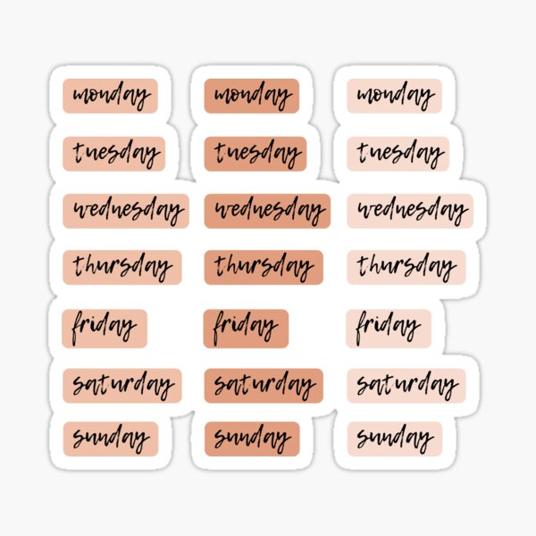 Bullet Journal Weekly Stickers | Peach Weekly BUJO Stickers Sticker for  Sale by Rylee Autumn