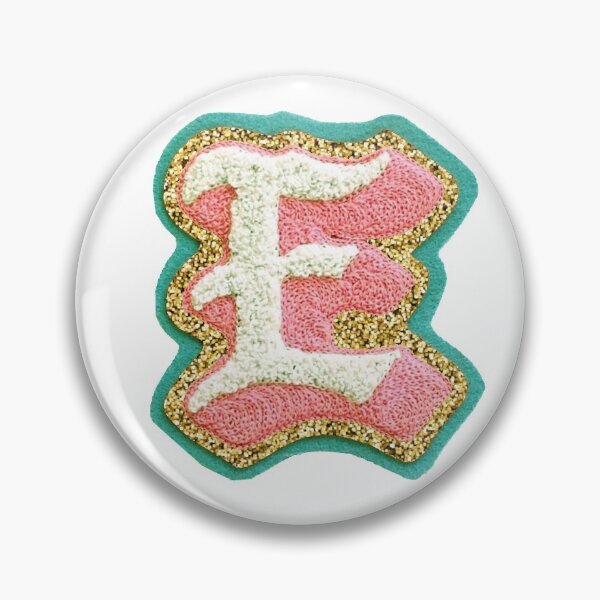 Item preview, Letterman E Monogram Gold Glitter Baby Pink Preppy Varsity Letter designed and sold by JadedVintage.