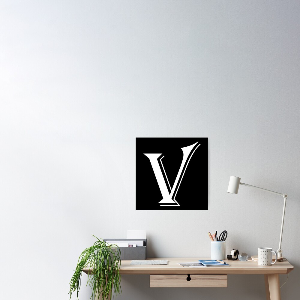 White Algerian letter V on black  Art Print for Sale by