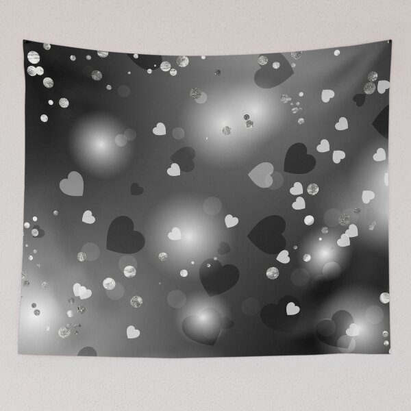 Item preview, Black Hearts and Faux Jewels on Black and White blur designed and sold by WOW TeesAndThings.