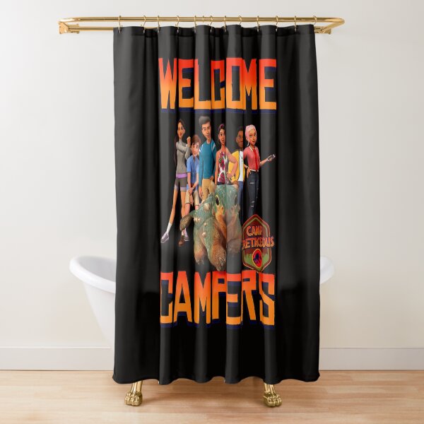Jurassic World Camp Cretaceous Welcome Campers Group T Shirt Shower Curtain